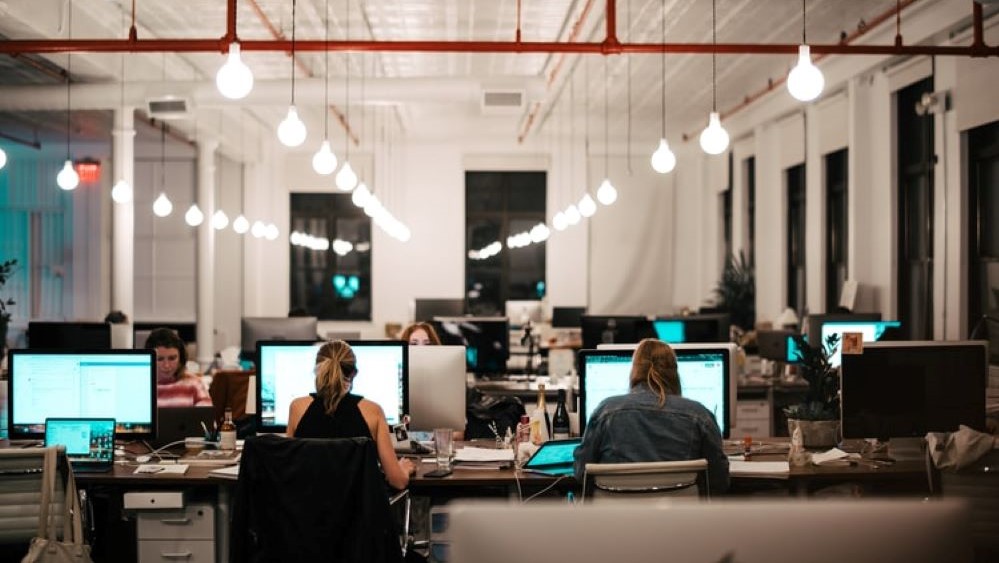 Office with people sitting at computers