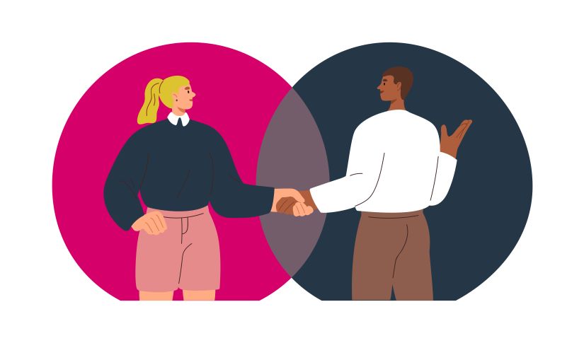 two colleagues shaking hands