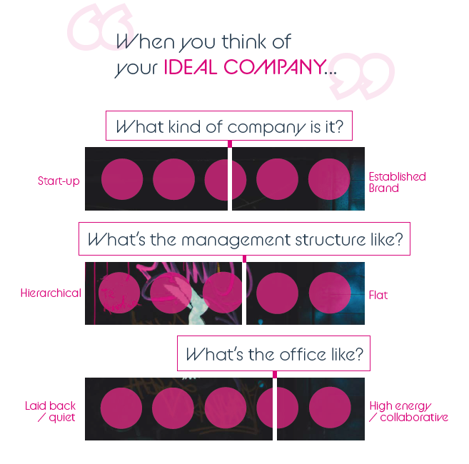 Infographic outlining survey responses on ideal company
